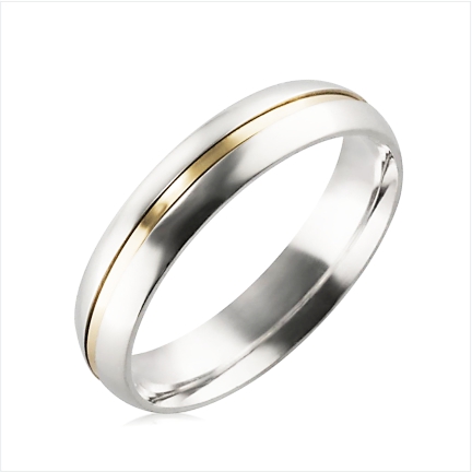 Aliança de Prata 950 5mm com filete em Ouro