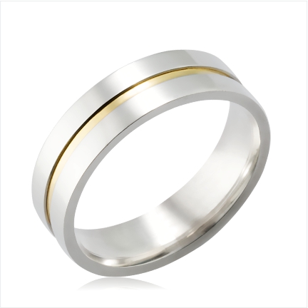 Alian&ccedil;a de Prata 950 6mm com filete em Ouro