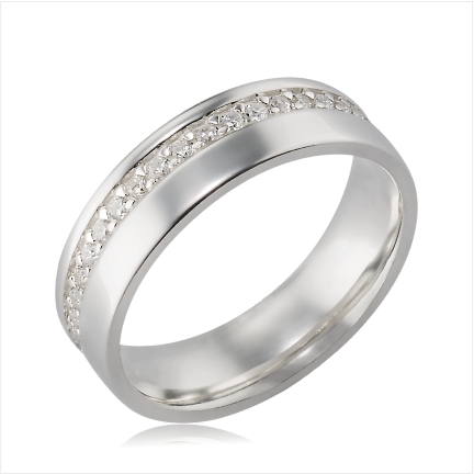 Alian&ccedil;a de Prata 950 6mm total confort com pedras