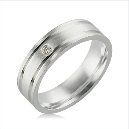 Aliança de Prata 950 6mm com pedra