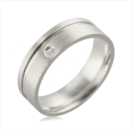 Aliança de Prata 950 6mm com pedra