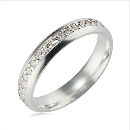 Aliança de Prata 950 4mm com pedras