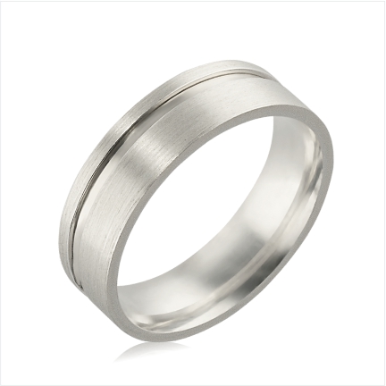 Aliança de Prata 950 reta fosca de 6mm com friso