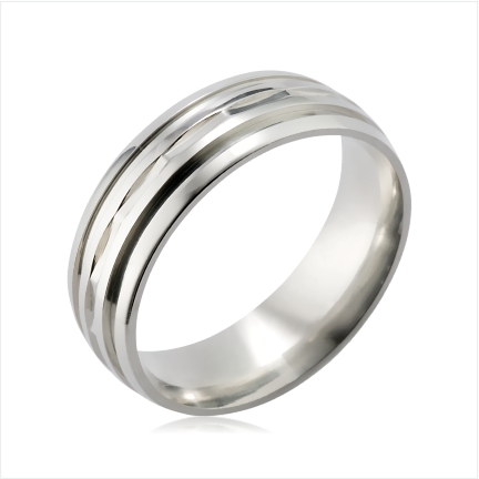 Aliança de Prata 950 7mm com dois frisos