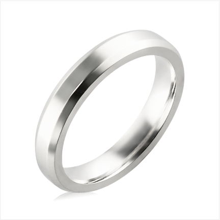 Alian&ccedil;a de prata 950 reta anat&ocirc;mica 4 mm lisa chanfrada nas laterais