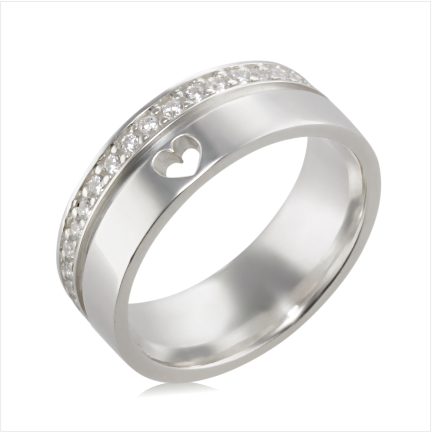 Alian&ccedil;a de prata reta anat&ocirc;mica de 7 mm com friso e  zirc&ocirc;nias