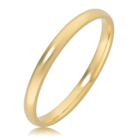 Alian&ccedil;a ouro 18k abaulada anat&ocirc;mica de 2mm