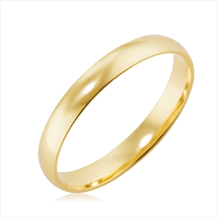 Aliança de ouro 10k abaulada anatômica 3mm lisa