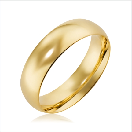 Aliança de ouro 10k abaulada anatômica 6mm lisa