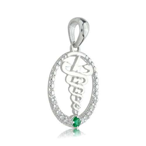 Pingente de Formatura em Prata Cravejado - Fisioterapia