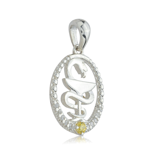 Pingente de Formatura em Prata Cravejado - Farmácia