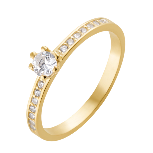 Anel Solit&aacute;rio Folheado a Ouro	com Pedras