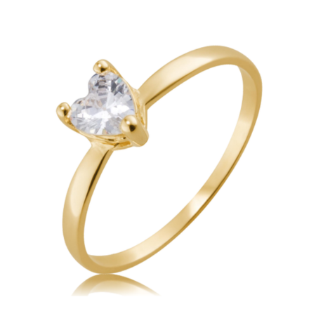 Anel Solit&aacute;rio Folheado a Ouro com pedra de Cora&ccedil;&atilde;o