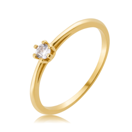 Anel Solit&aacute;rio folheado Aro afinando com 1 pedra central