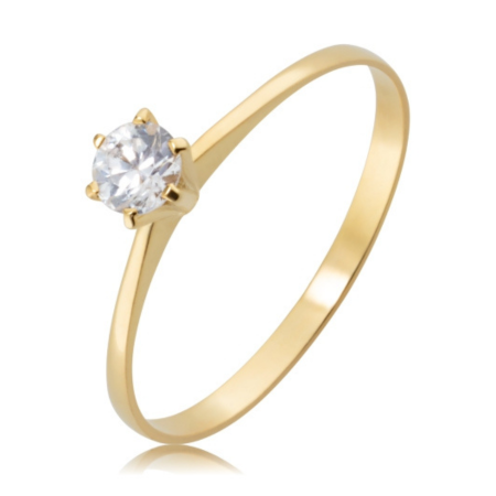 Anel Solit&aacute;rio Folheado a Ouro com uma pedra central