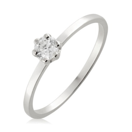 Anel Solit&aacute;rio em prata 950