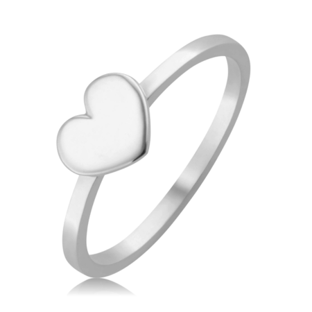 Anel Cora&ccedil;&atilde;o Reto em Prata 950