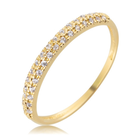 Aparador em Ouro 18k 750 com 2 fileiras de pedras zirc&ocirc;nias
