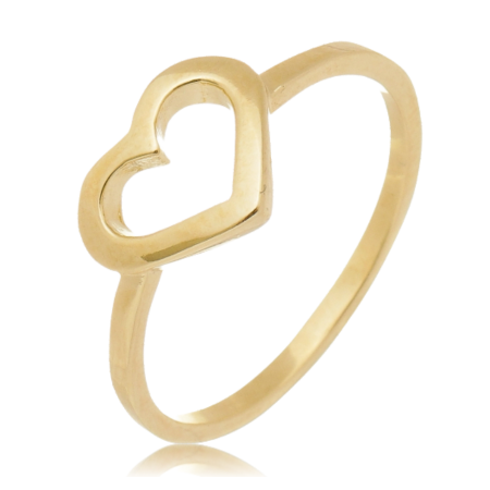 Anel Solit&aacute;rio em Ouro 18k com Cora&ccedil;&atilde;o vazado