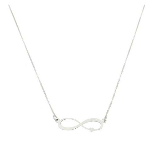 Pingente Infinito com Corrente em Prata  Veneziana de 45cm
