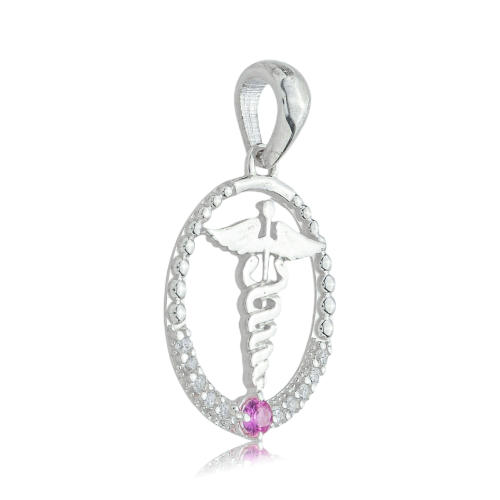 Pingente de Formatura em Prata Cravejado - Ci&ecirc;ncias Cont&aacute;beis