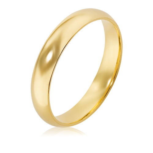 Alian&ccedil;a de ouro 18k 750 abaulada anat&ocirc;mica 4mm lisa