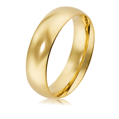 Alian&ccedil;a de ouro 18k 750 abaulada anat&ocirc;mica 6mm lisa