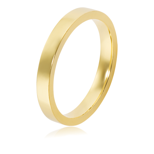 Alian&ccedil;a de ouro 18k 750 reta anat&ocirc;mica de 3mm