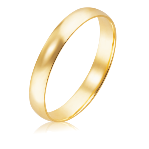 Alian&ccedil;a de ouro 18k 750 abaulada reta baixa 3mm lisa