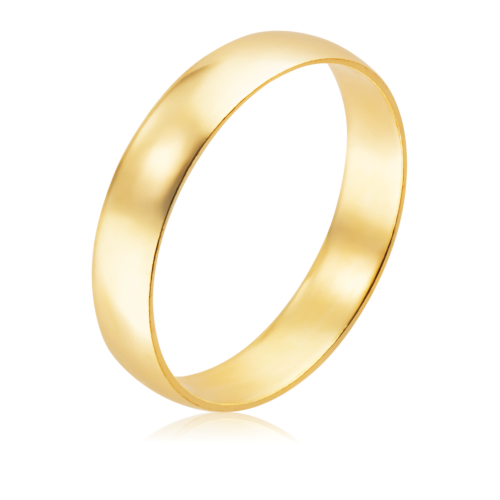 Alian&ccedil;a de ouro 18k 750 abaulada reta baixa 4mm lisa