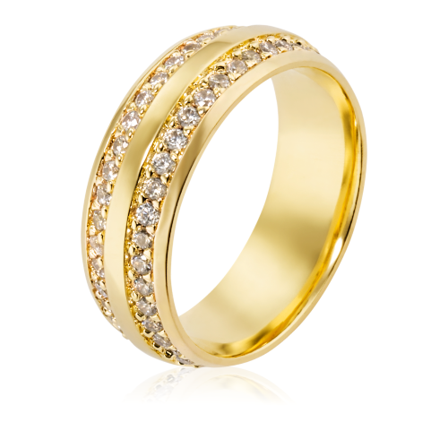 Alian&ccedil;a de ouro 18k 750 abaulada anat&ocirc;mica de 7mm cravejada nas laterais Zirc&ocirc;nias de 1,50m